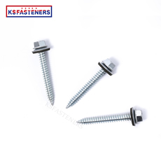 14x3 Self Drilling Stainless Steel Hex Head Self Tapping Screw With Black Bonded Washer