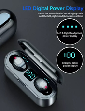 2022 Factory Price F9 TWS Mini Headphones Power LCD with LED Display Waterproof Charging Case Wireless Earbuds