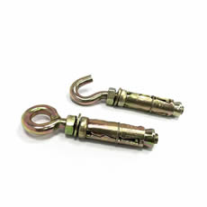 China Fasteners Yellow Zinc 3Pcs/4Pcs Shield Heavy Duty Bolt M6 M8 M10 Shield Wall Anchor Expansion Bolts with Eye Hook