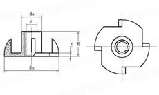 China Wholesales M3 M4 M5 M6 DIN1624 Stainless Steel Tee Nut Four Prongs Locking Tee Claw Nut