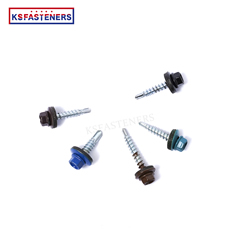 China manufacturers m4 m6 with 5 color painted and  galvanised  hex washer head self drilling screws