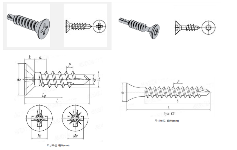 China manufacturers supply Din m4 m6 self drilling screws with wings and self drilling decking screws with best price