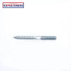 Customize white/yellow Zinc Plated M6 M8 M10 Double Threaded Self Tapping Wood Screw Double End Screws