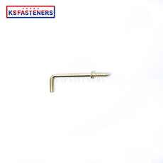 Factory Customized Brass Electroplating Self Tapping Metal L Shape Hook Screw with Ring