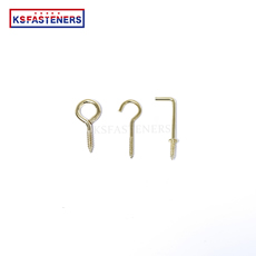 Factory Customized Brass Electroplating Self Tapping Metal L Shape Hook Screw with Ring