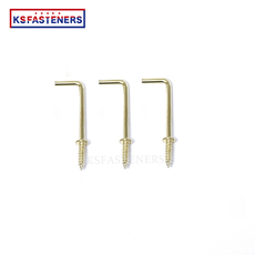 Factory Customized Brass Electroplating Self Tapping Metal L Shape Hook Screw with Ring